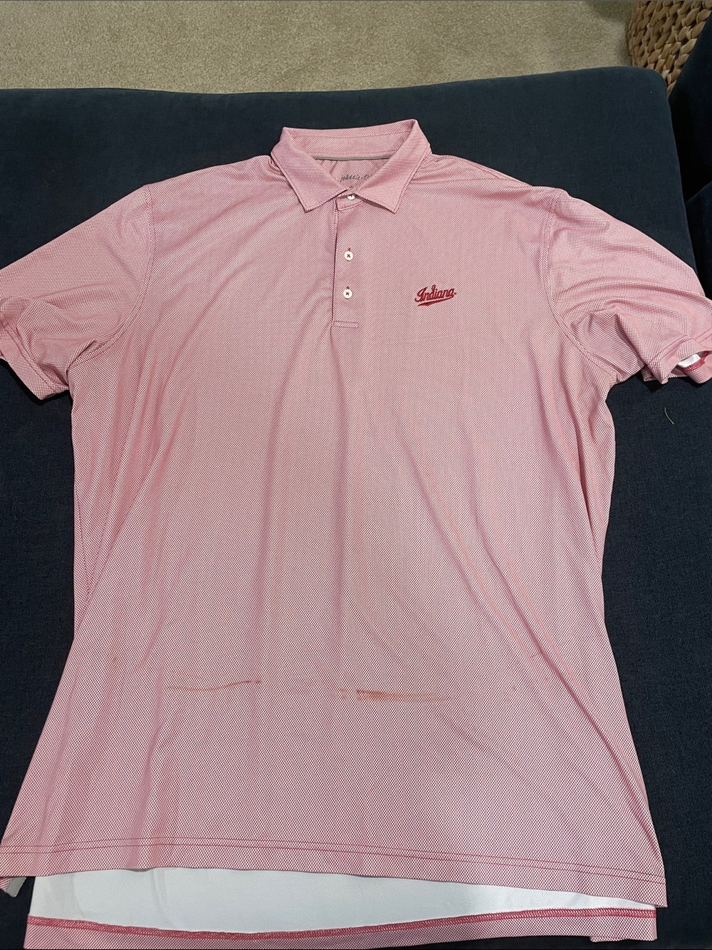 johnnie-O Pink Polo with Embroidered Indiana University Logo